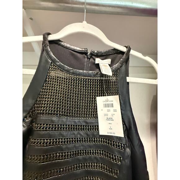 Vintage Deadstock Cache Women's Fitted Dress NWT Leather Mesh (damage) Sz Small - Picture 5 of 12